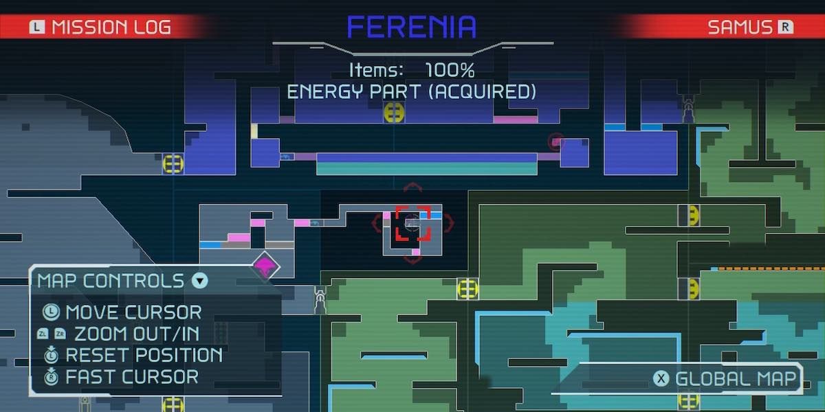 Metroid Dread Ferenia Energy Part 3 map location.