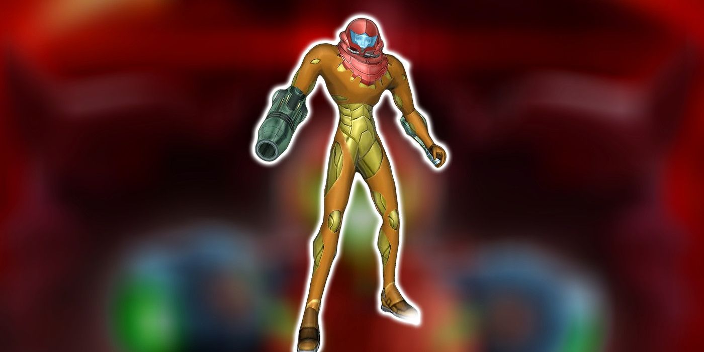 Samus's Omega Suit from Metroid Fusion, as depicted in Metroid Prime.