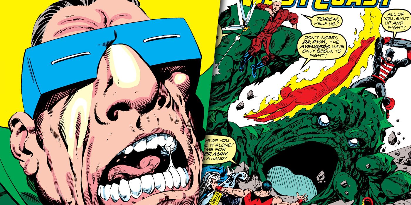 Mole Man and his monsters vs West Coast Avengers split image