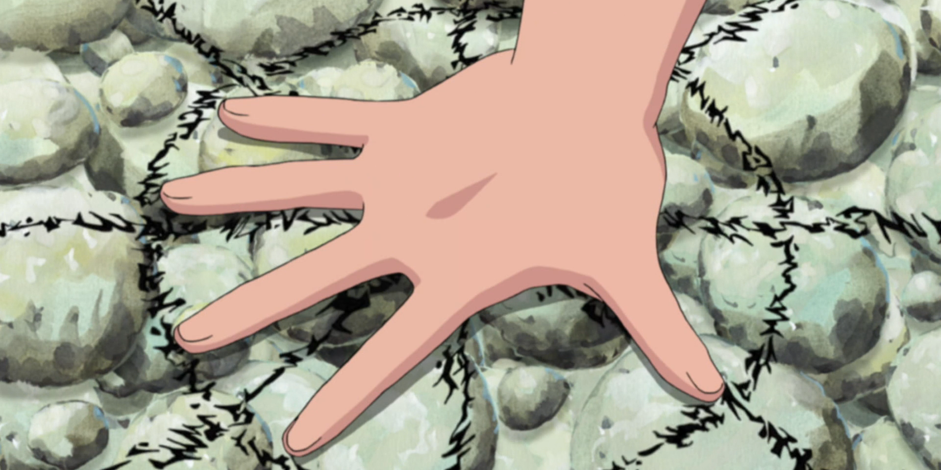 Naruto's hand over a summoning jutsu seal - Naruto