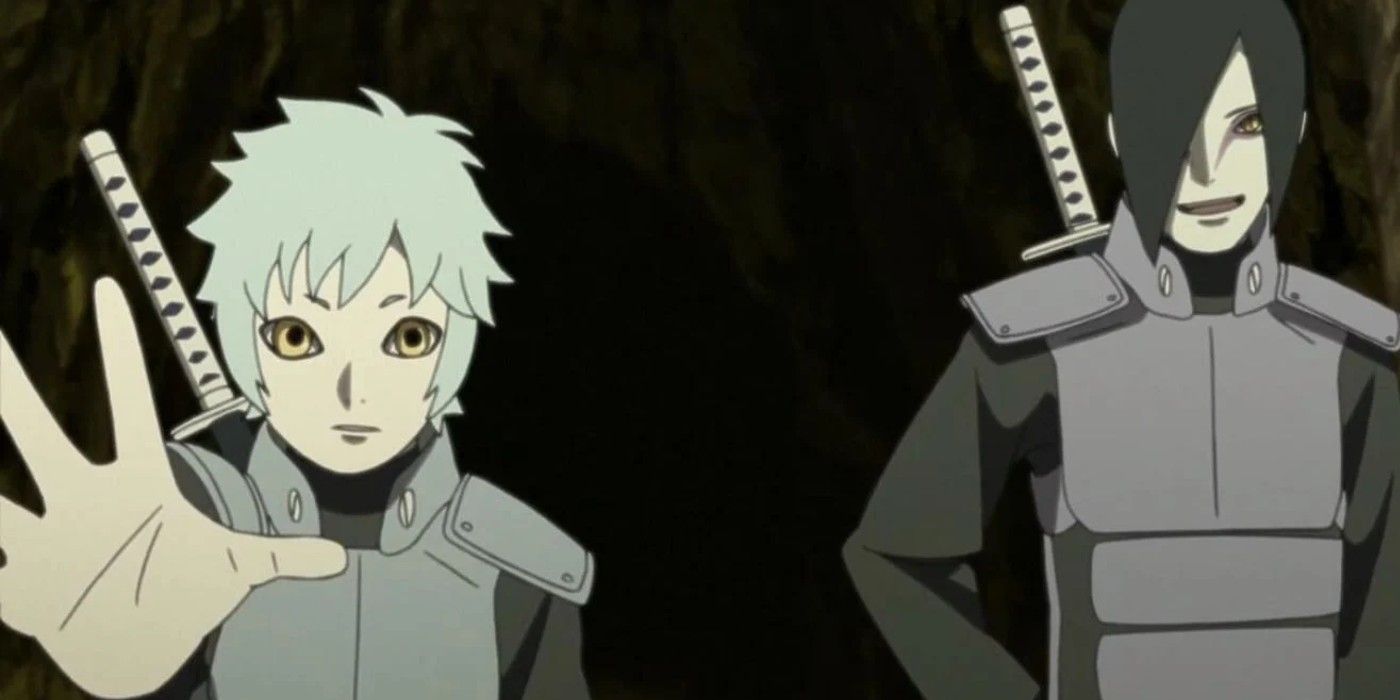 Mitsuki and Orochimaru dressed in full ninja armor