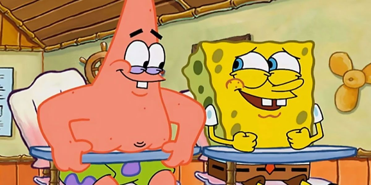 Spongebob and Patrick giggle in boating class
