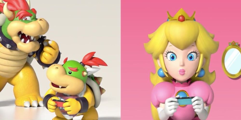 Nintendo Princess Peach Playing Nintendo Switch Online Games With Bowser Jr.