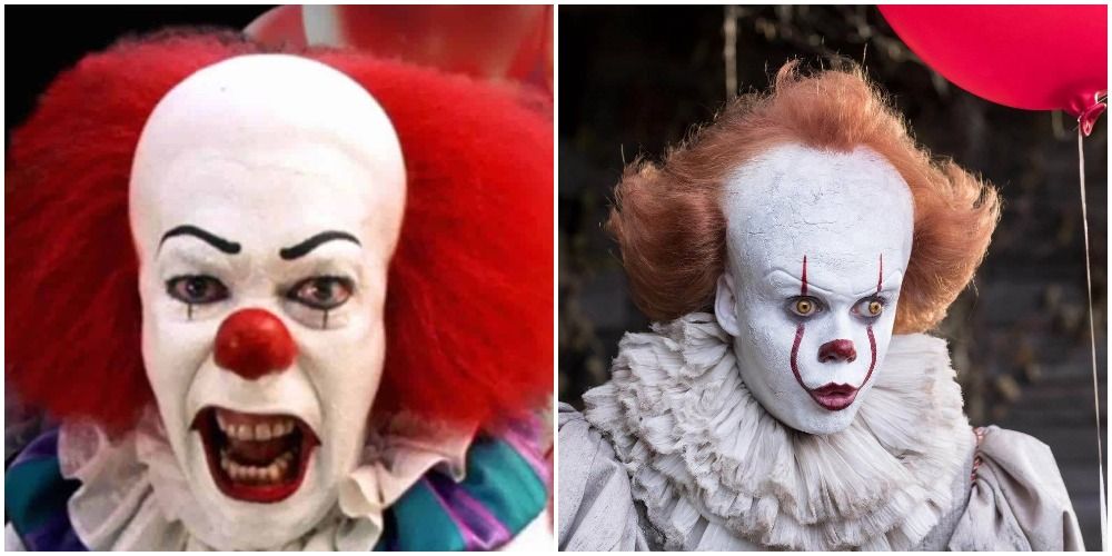 Tim Curry and Bill Skarsgard as Pennywise the Clown in IT
