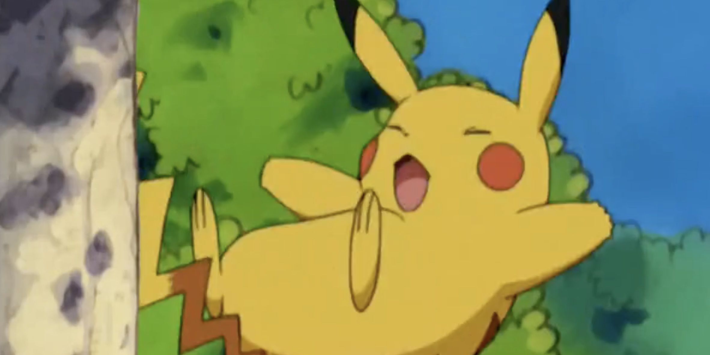 Pikachu praticando rabo de ferro e caindo
