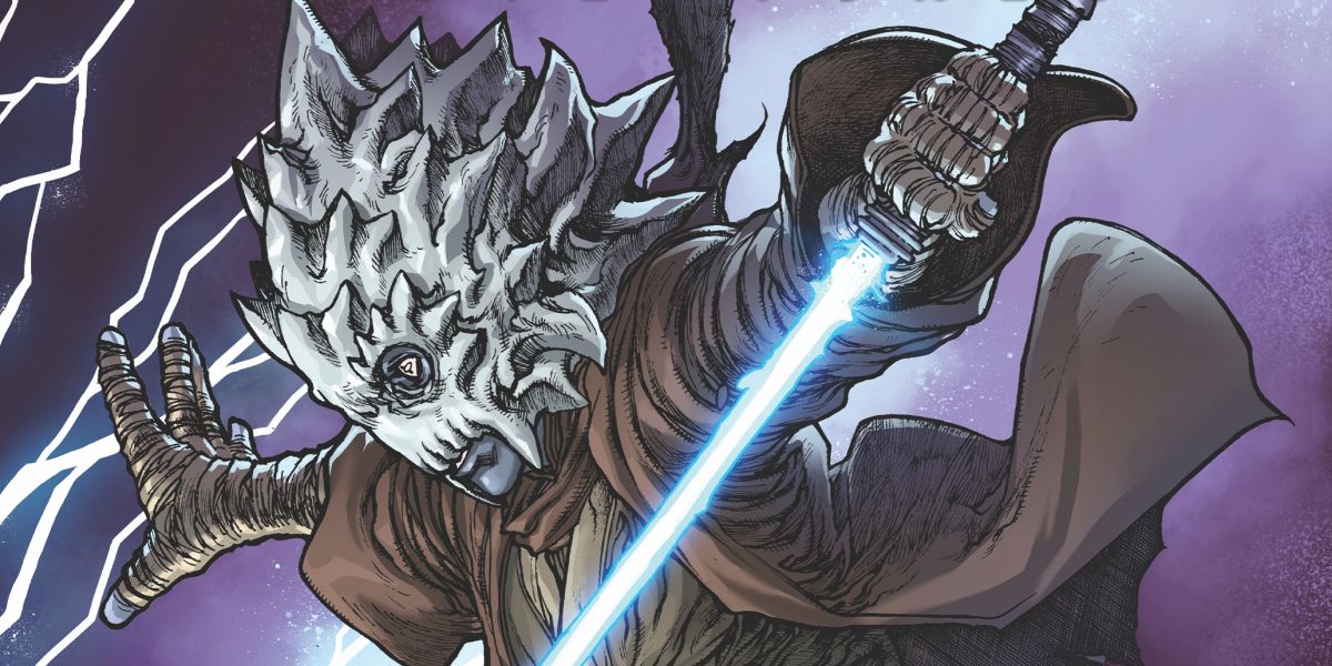 Qort leaps down into action on Star Wars The High Republic Adventures 9 cover