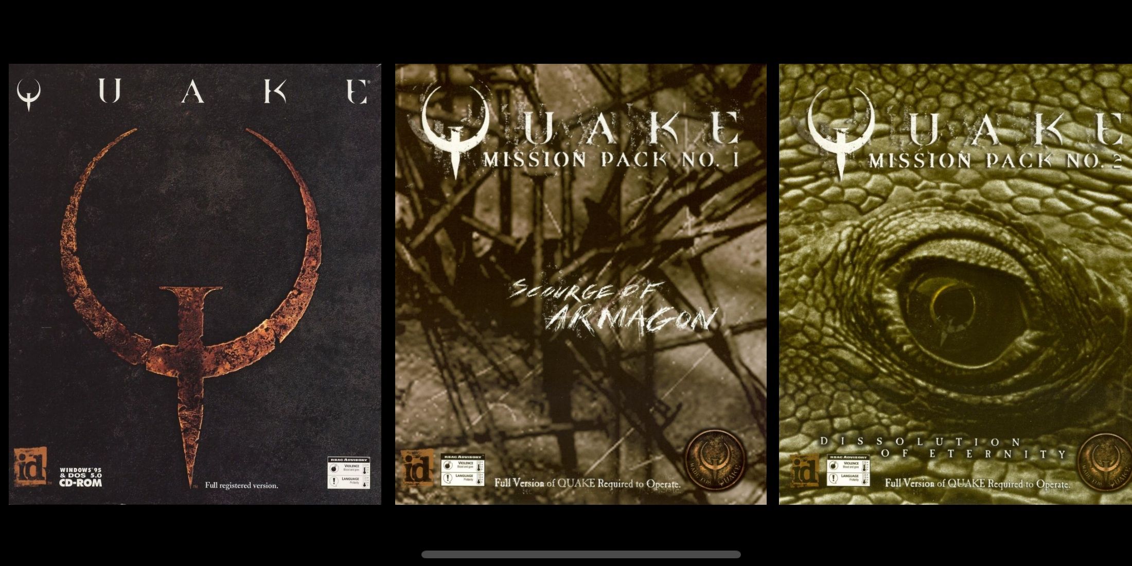 Quake and mission packs cover art