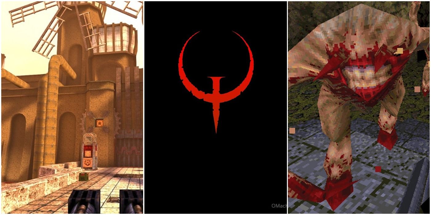 Quake spread with remaster footage, logo, and monster