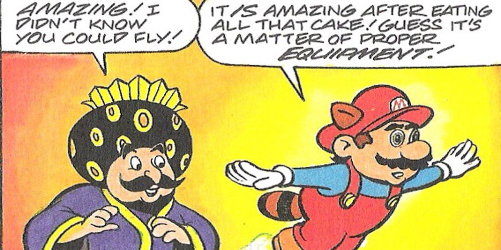 Mario Flying With The Racoon Power Up Talking To The Mushroom King Comic