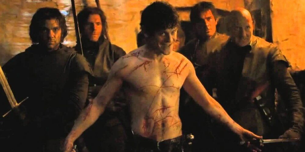 Ramsay Bolton fights the deadliest warriors of the Iron Islands without a shirt Game of Thrones