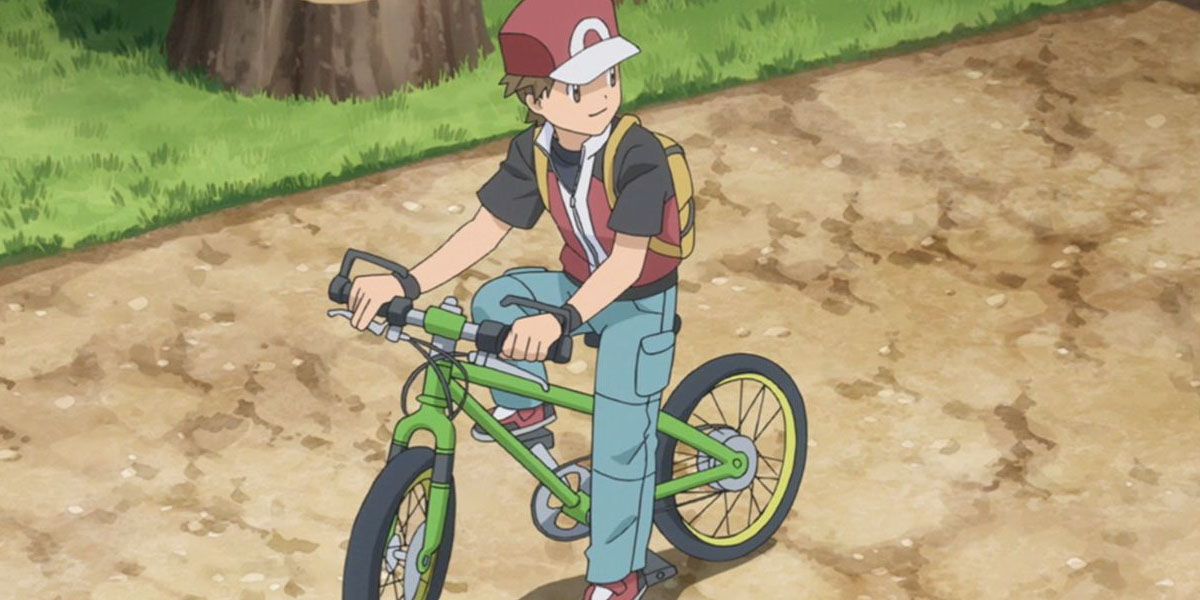 Red riding a bike