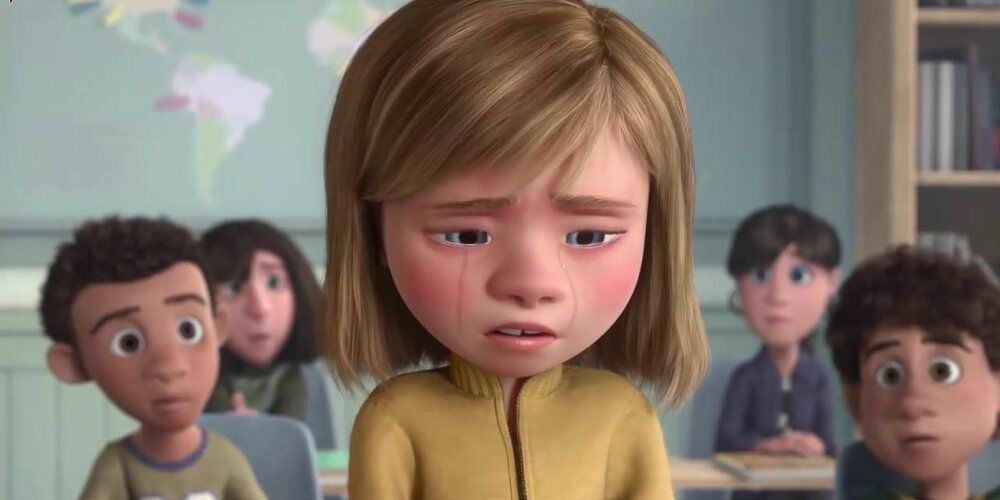 Riley cries in front of her classmates in Inside Out