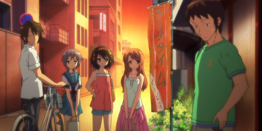 The SOS Brigade outside during the Endless Eight Arc 
