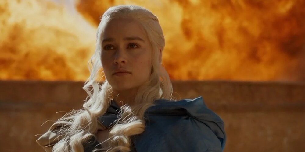 Daenerys watches as Drogon and the Unsullied sack Astapor in Game of Thrones