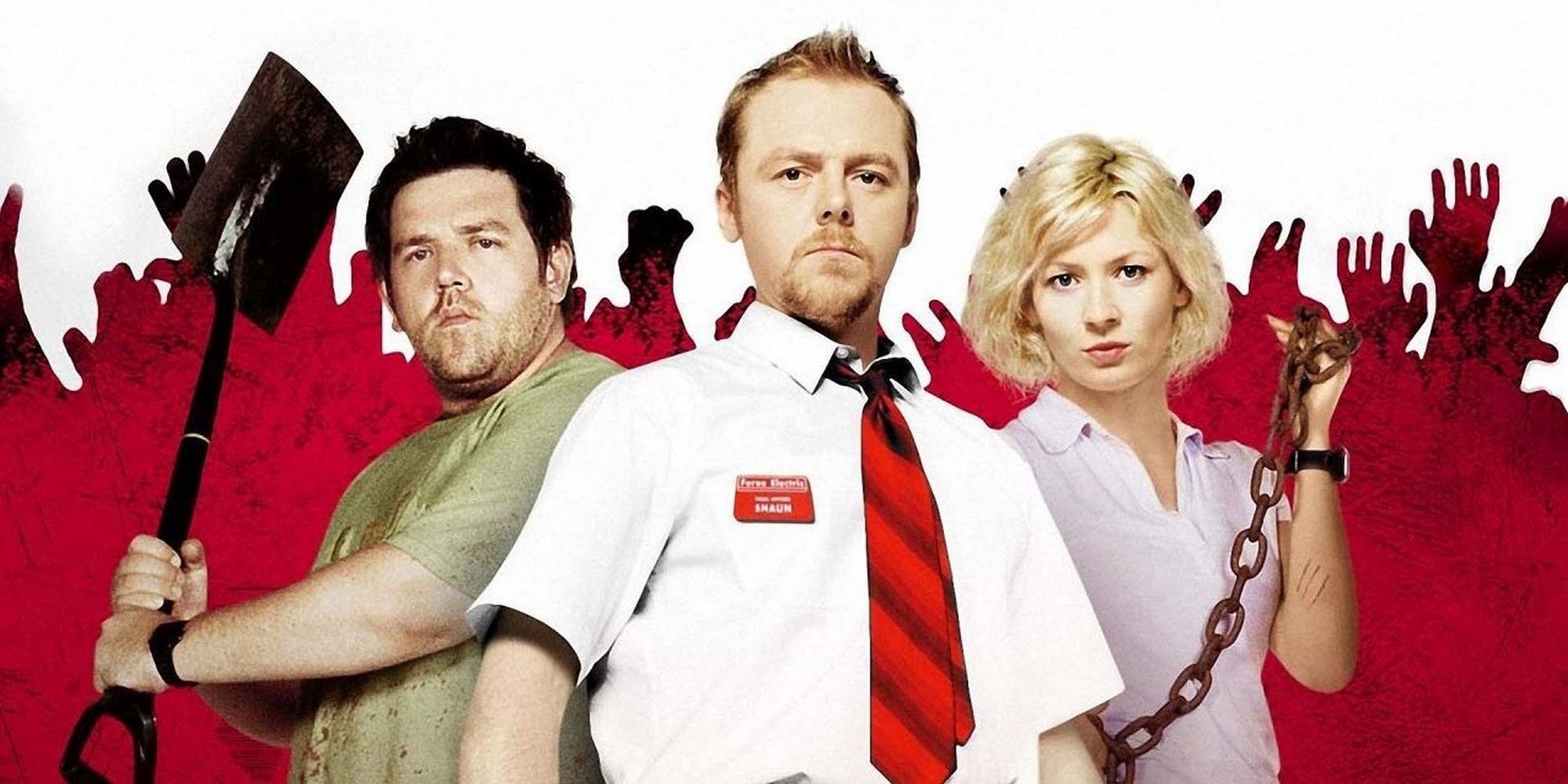 The main cast from Shaun of the Dead