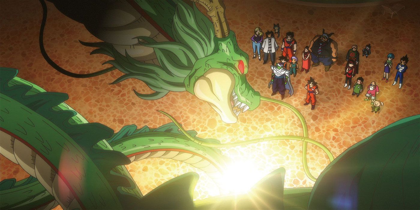 Goku summons Shenron in Dragon Ball Super.