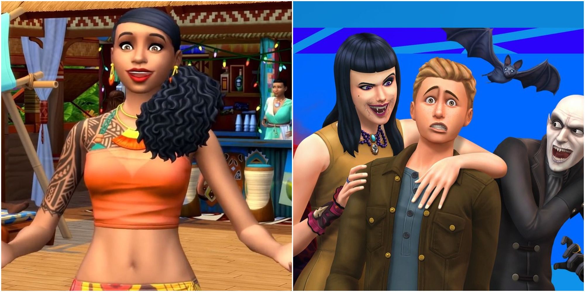 The Sims 4 Island Vampire Split Image Happy Islander Worried Sim Being Held By Vampire