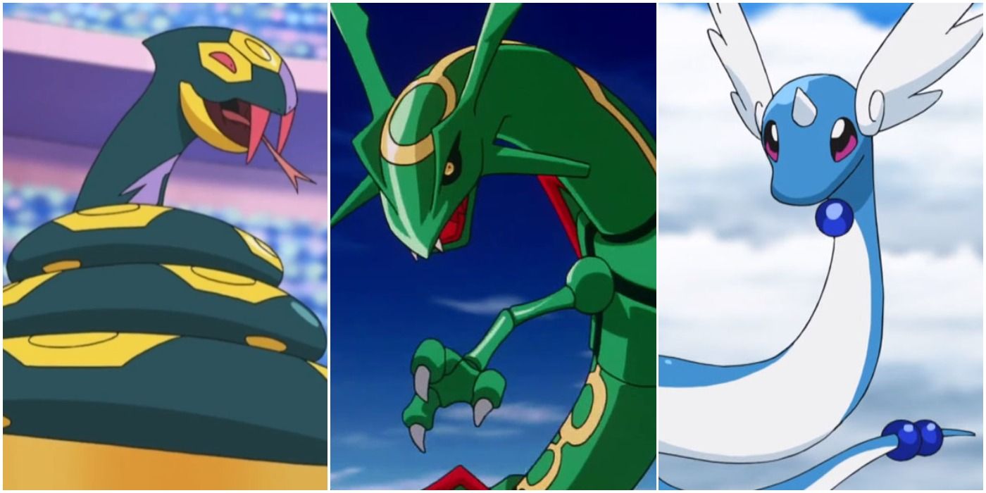 Best Snake like Pokemon in the anime Seviper Rayquaza Dragonair snake-like