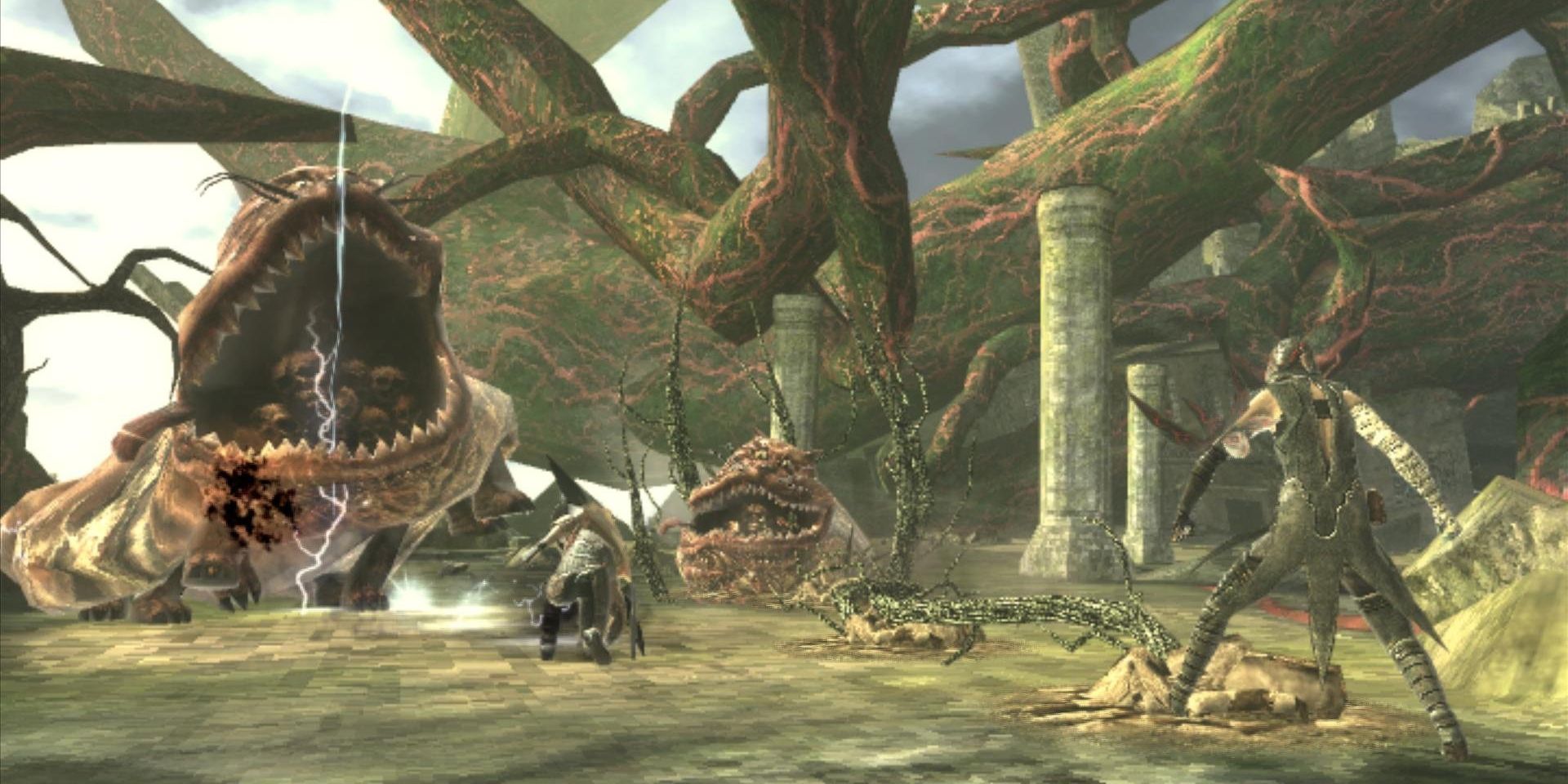 The player encountering enemies in Soul Sacrifice