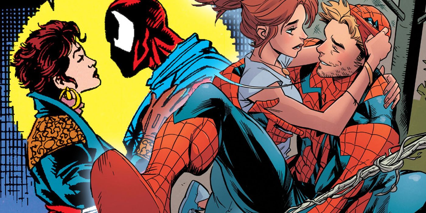 Scarlet Spider and Betty Brant with Ben Reilly and Janine Godbe split image