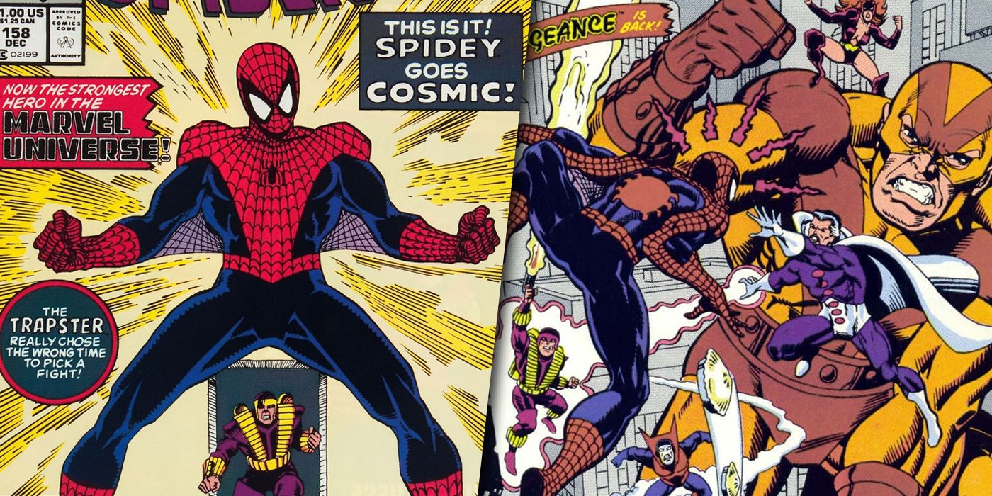 Spider-Man getting cosmic power and fighting villains during Acts of Vengeance