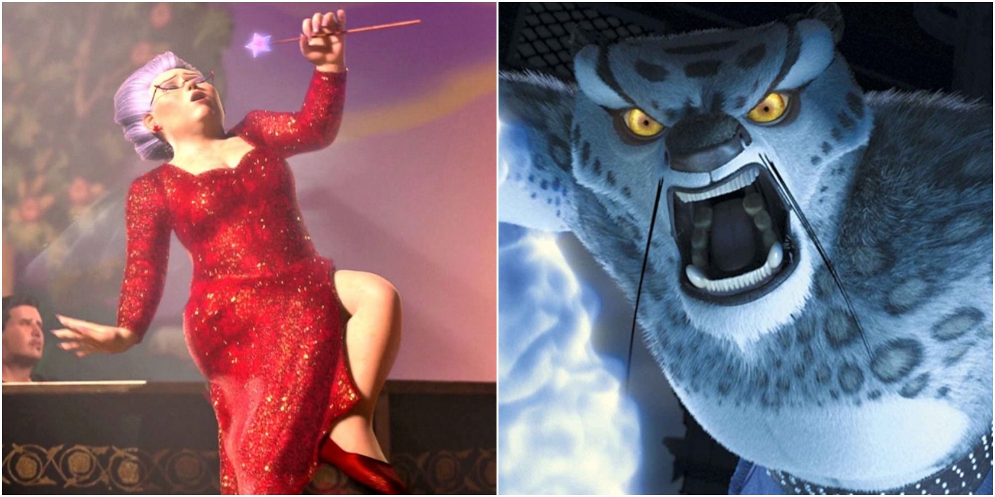 Split Image showing Fairy Godmother and Tai Lung