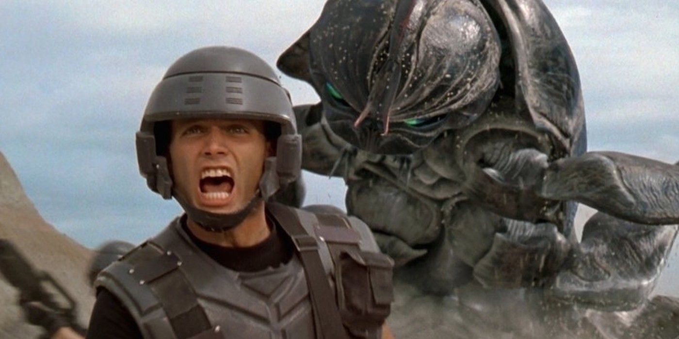 Starship Troopers Arachnid Chasing Johnny Rico in Final Battle