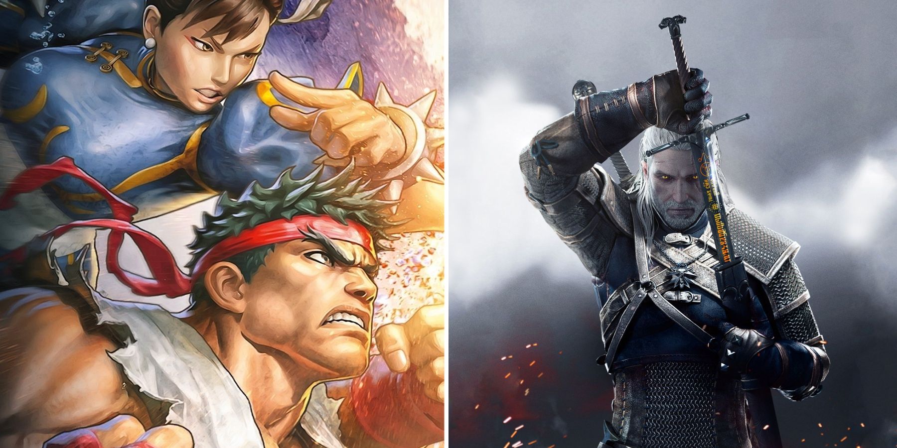Ryu, Chun-Li, and Geralt