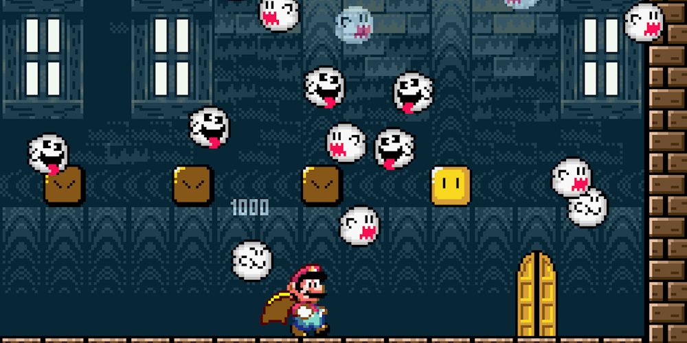 Boos Attack in Super Mario World's Ghost House