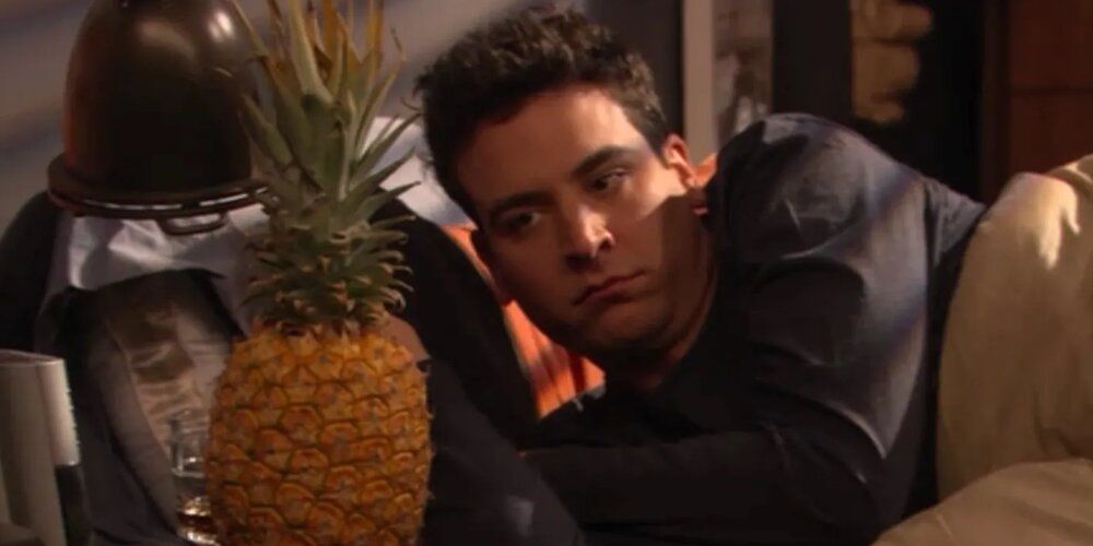 Ted wakes up next to a pineapple in How I Met Your Mother