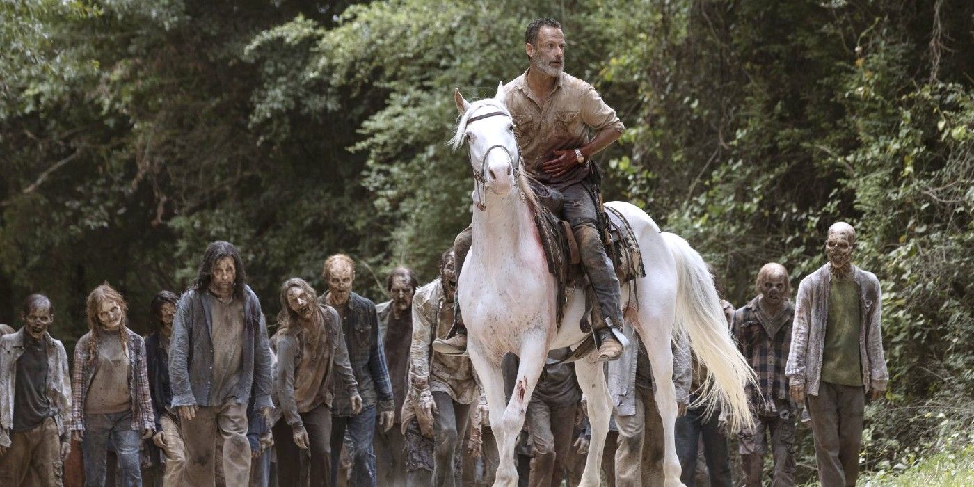 The Walking Dead Rick leads the walkers away