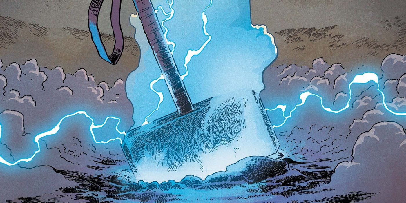 Mjolnir in interior art from Thor 7 by Aaron Kuder