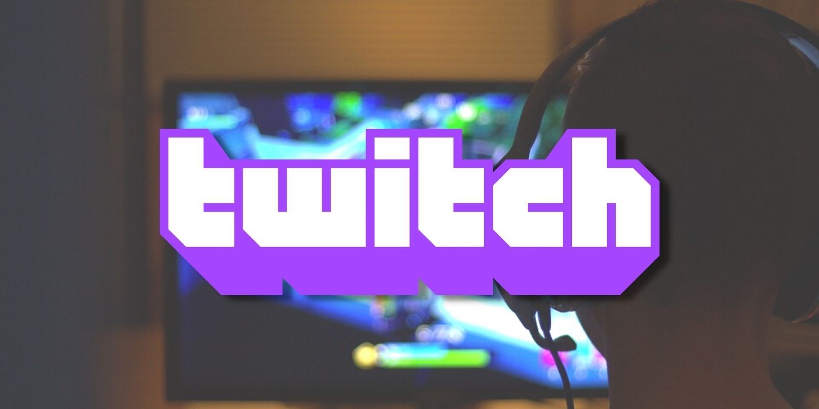 The Twitch logo over a shadowy gamer playing Fortnite
