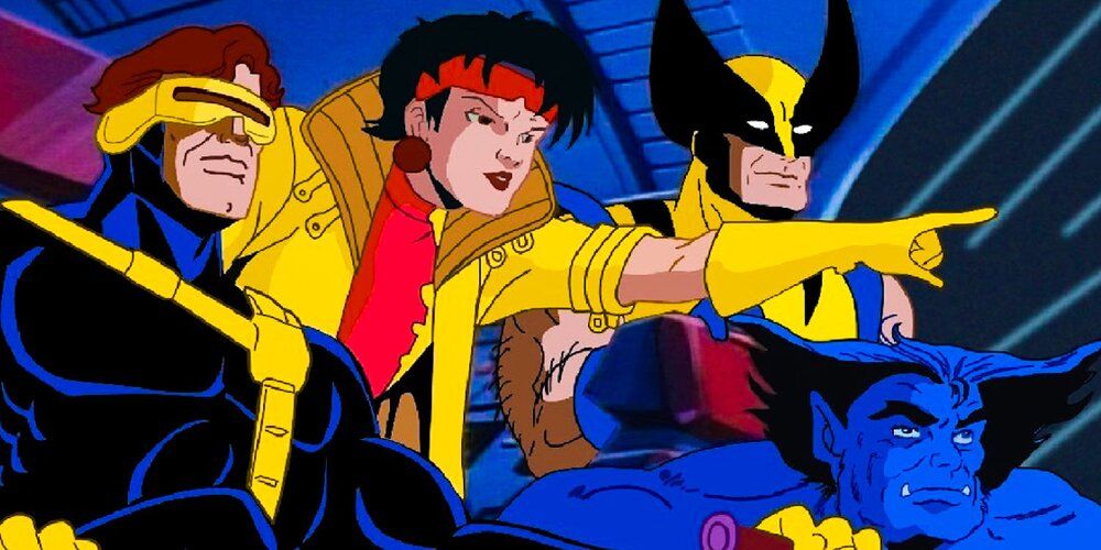 Cyclops, Jubille Wolverine and beast piloting in X-Men cartoon