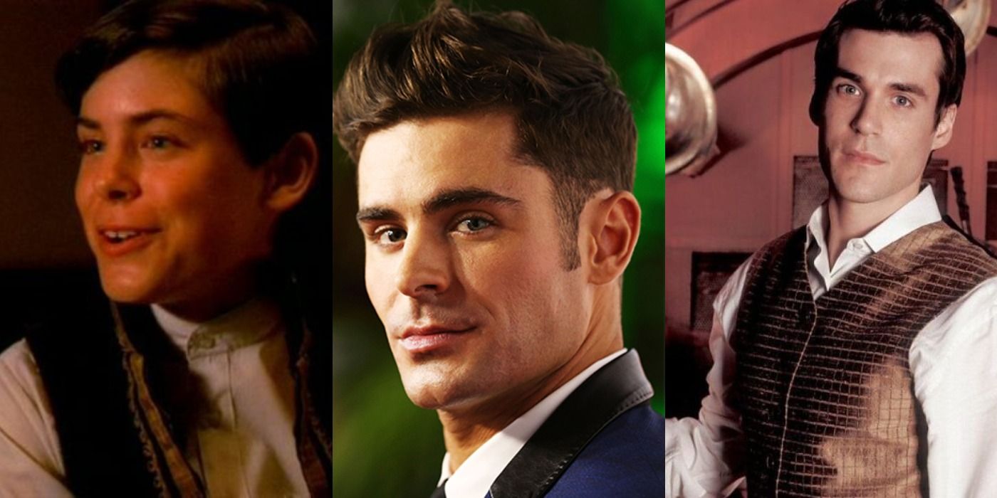 A combined image featuring a younger Zac Efron as Simon Tam on Firefly, a middle image of a present-day Zac Efron, and a right image of Sean Maher as the older Simon Tam on Firefly. 