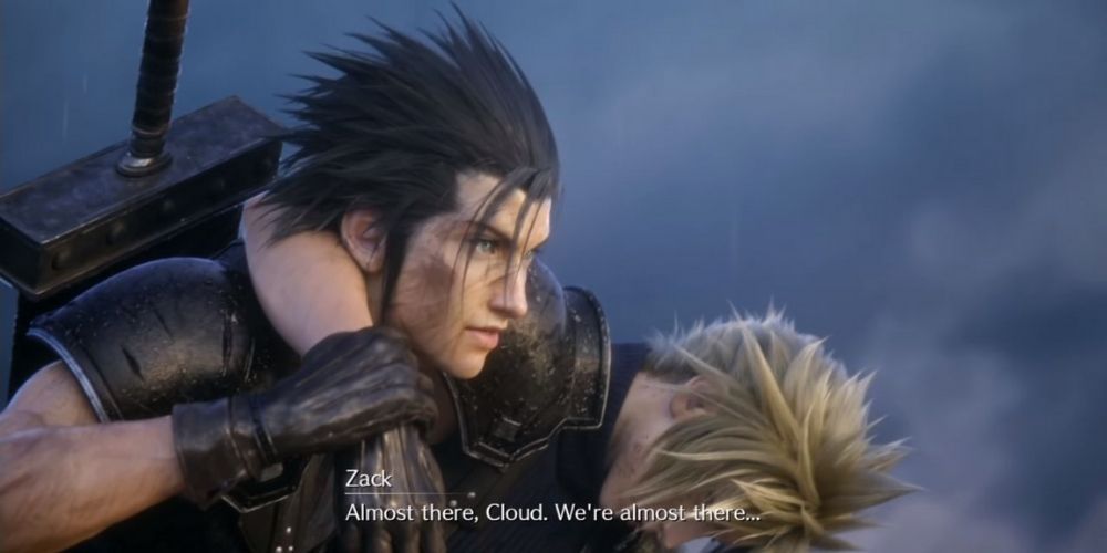 Zack Fair helping Cloud Strife Final Fantasy VII Remake Ending