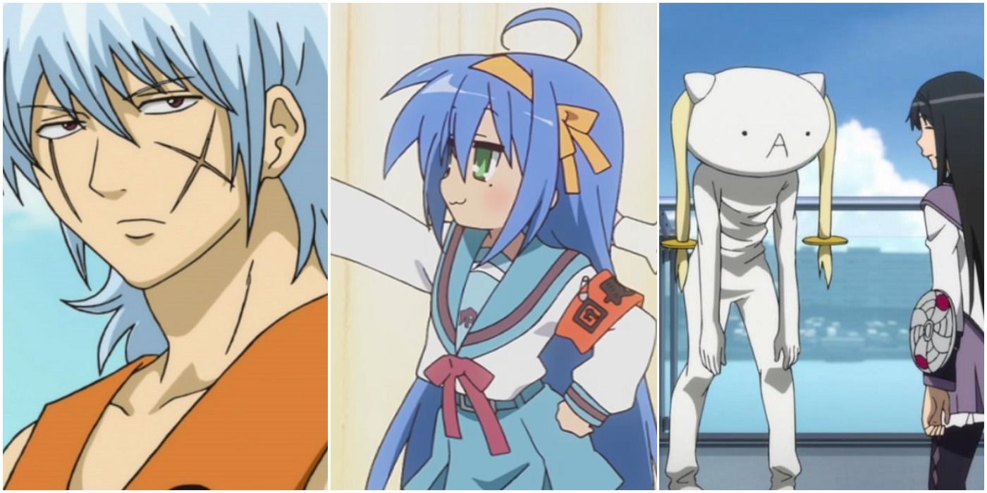 anime characters cosplaying other anime characters in gintama, lucky star, and genshiken