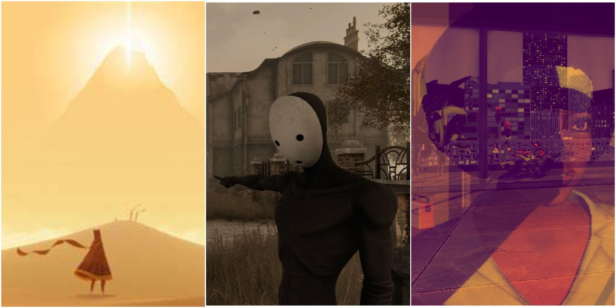 showing screenshots of journey, pathologic, and sunset