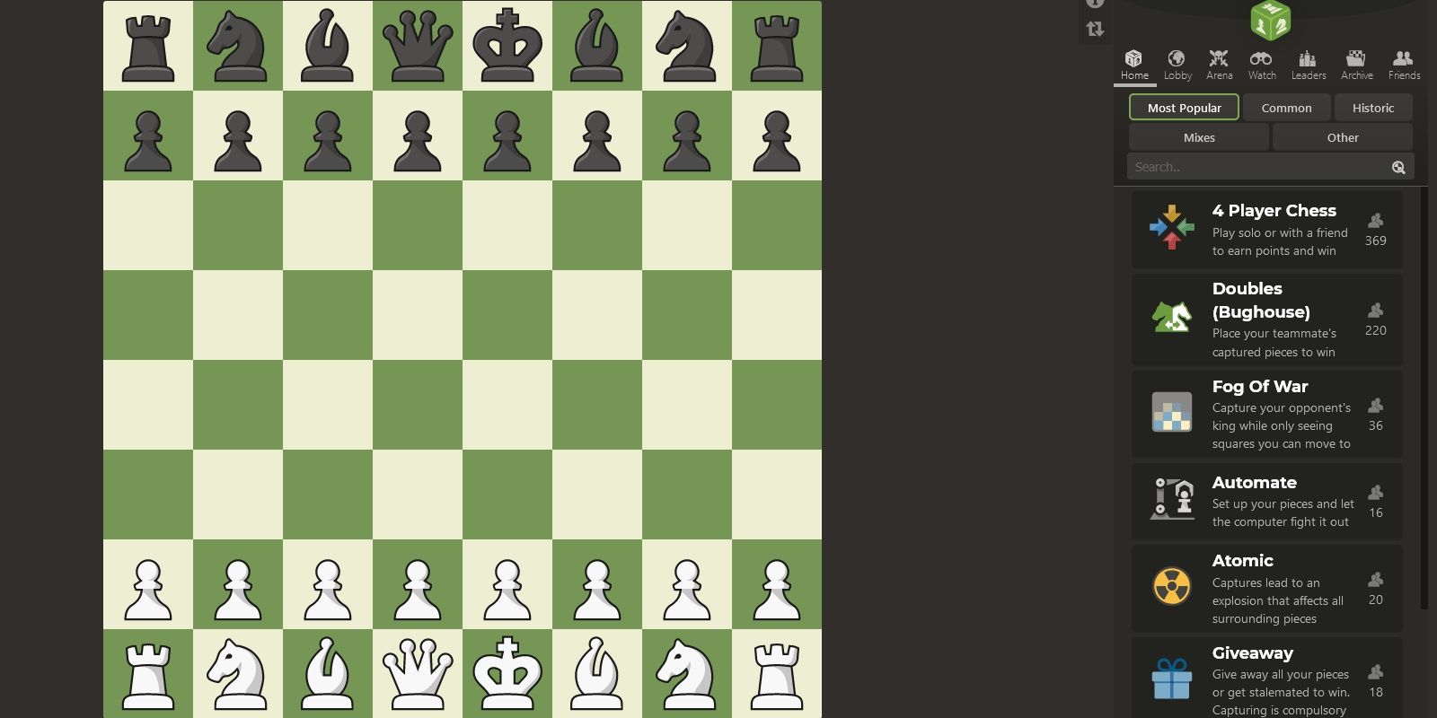 chess dot com game board 