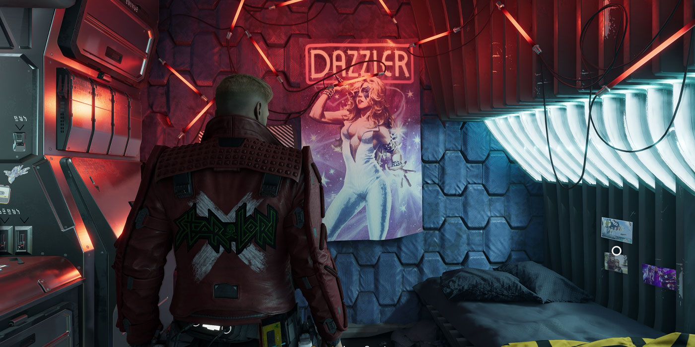 A Dazzler poster hangs in Peter Quill's room in Guardians of the Galaxy. 