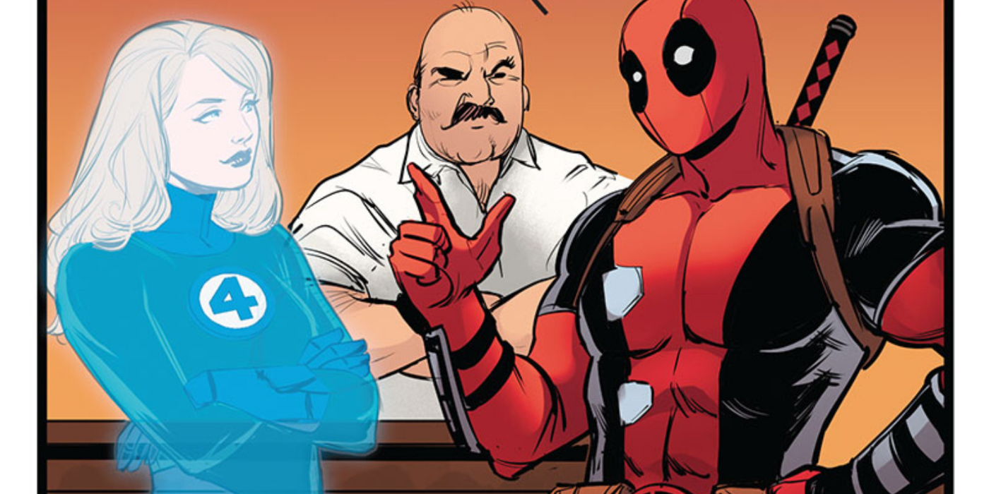 Deadpool uses finger guns with Invisible Woman