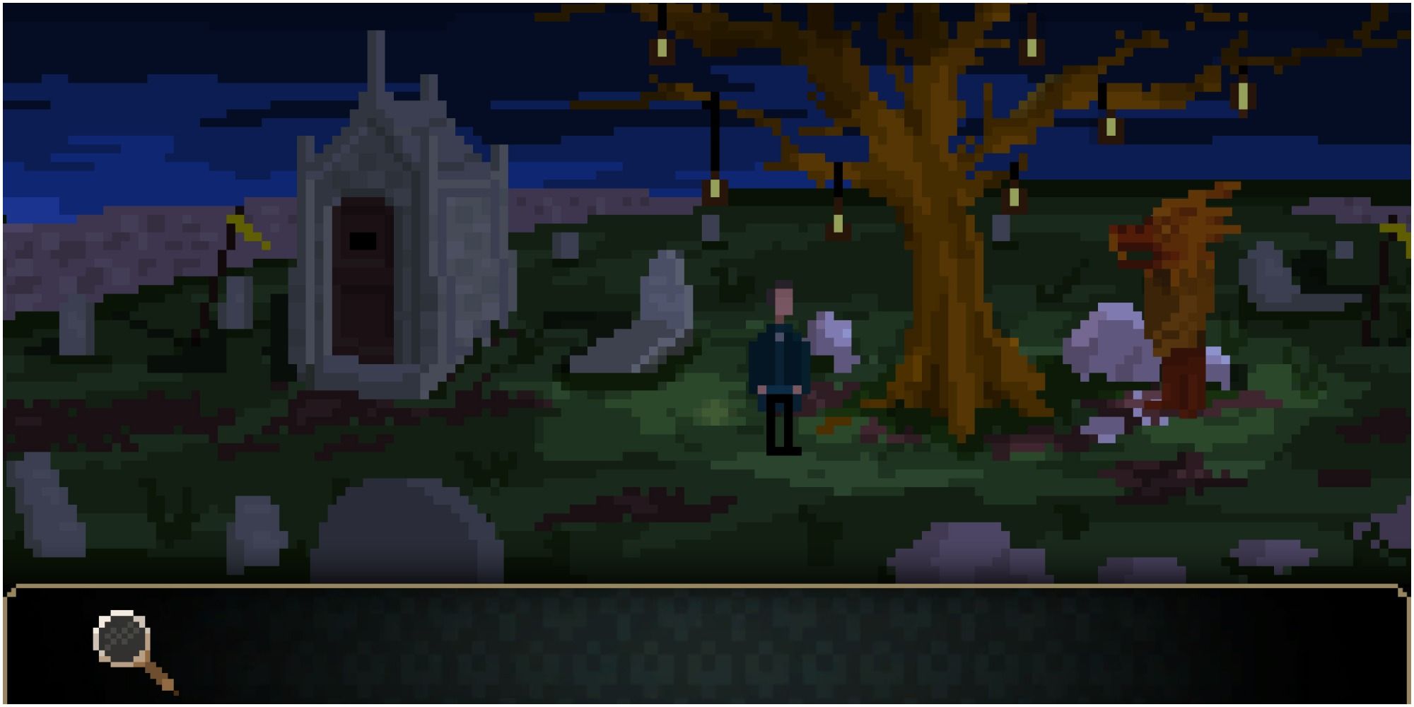 the main character in a graveyard in last door