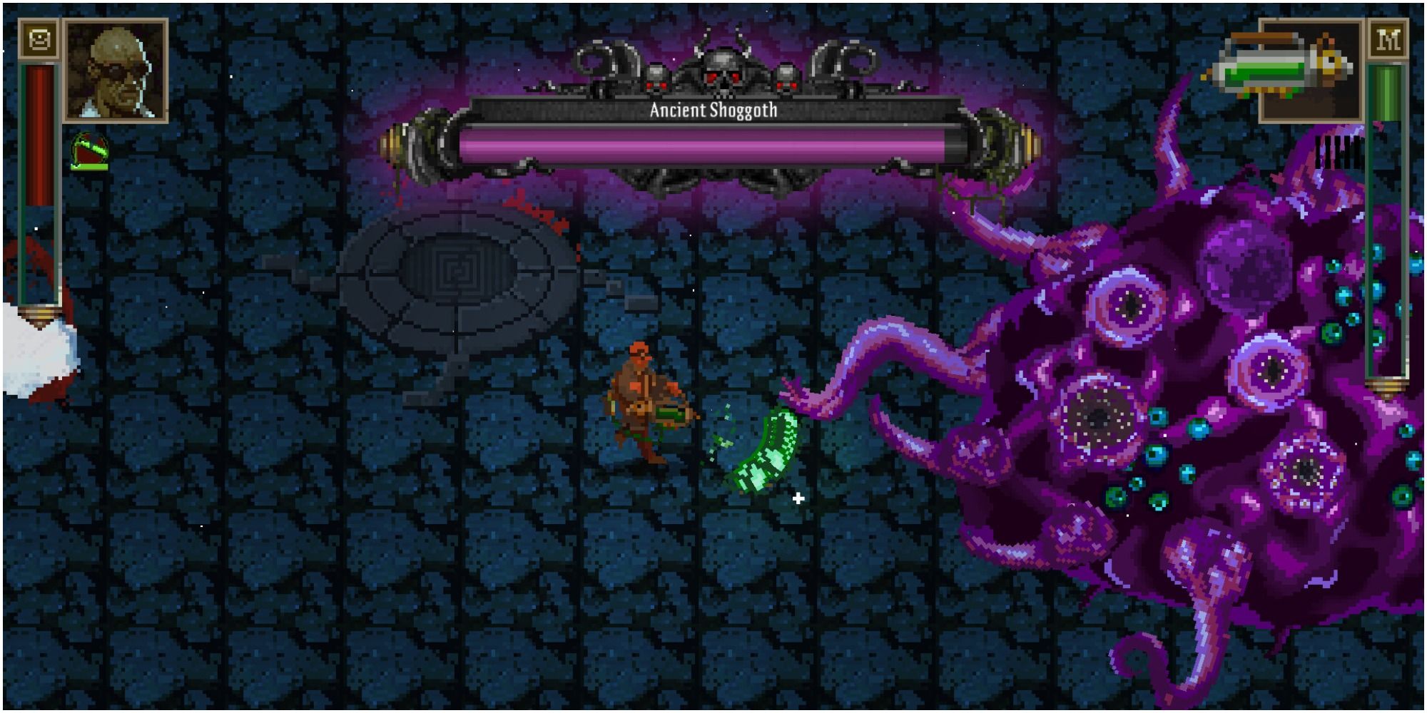 player fighting a cosmic horror boss in untold stories