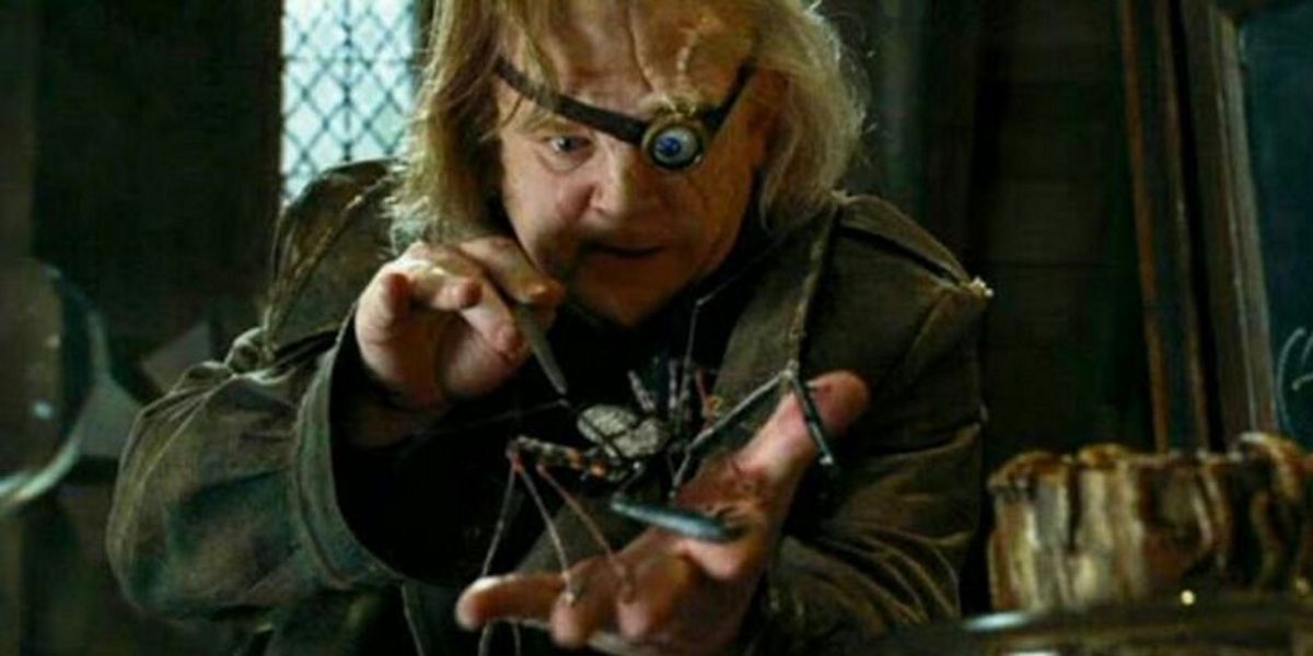 Barty Crouch, Jr. disguised as Mad-Eye Moody teaching DADA in Harry Potter and the Goblet of Fire