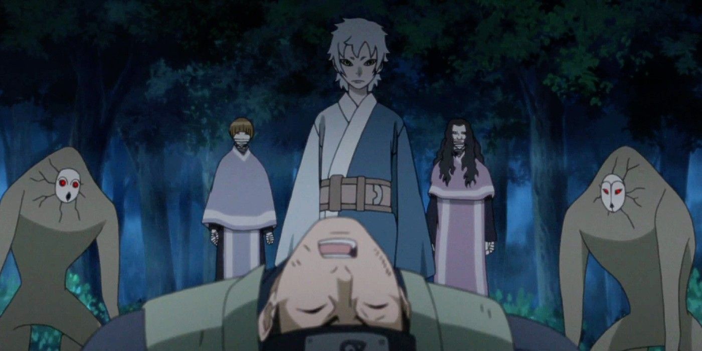 Mitsuki leaves the Leaf with Kokuyo and Sekieie in Boruto