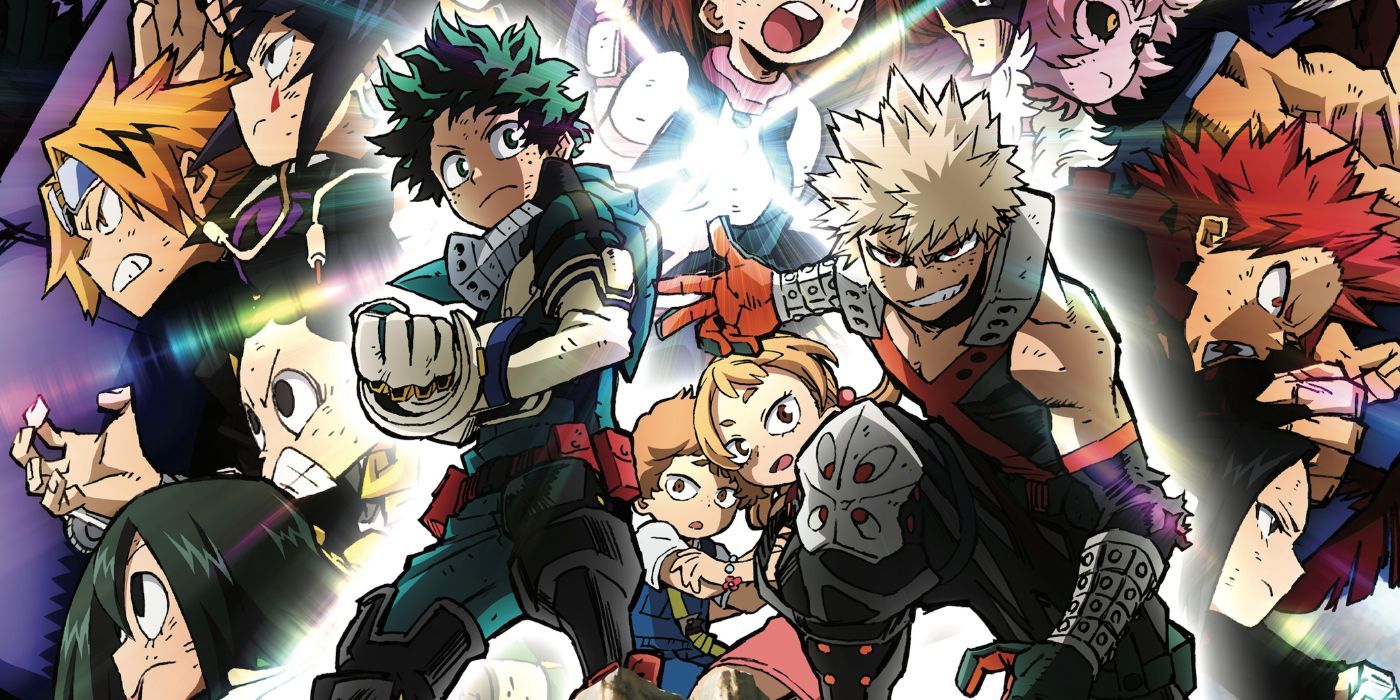MHA Heroes Rising poster with Deku and Bakugo in the front