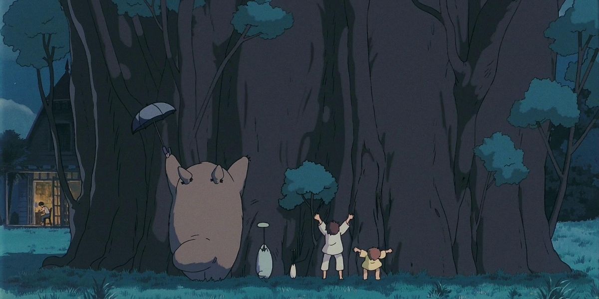 Totoro grows a tree with the girls