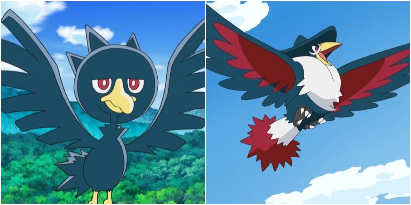 Murkrow and its evolved form Honchcrow in the Pokemon anime