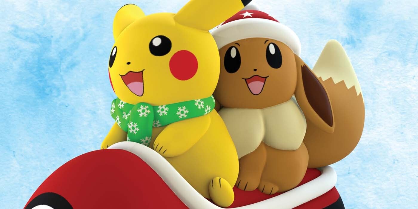 Pikachu and Eevee seen happily sledding in a Pokeball as a part of the Macy's Thanksgiving Day Parade