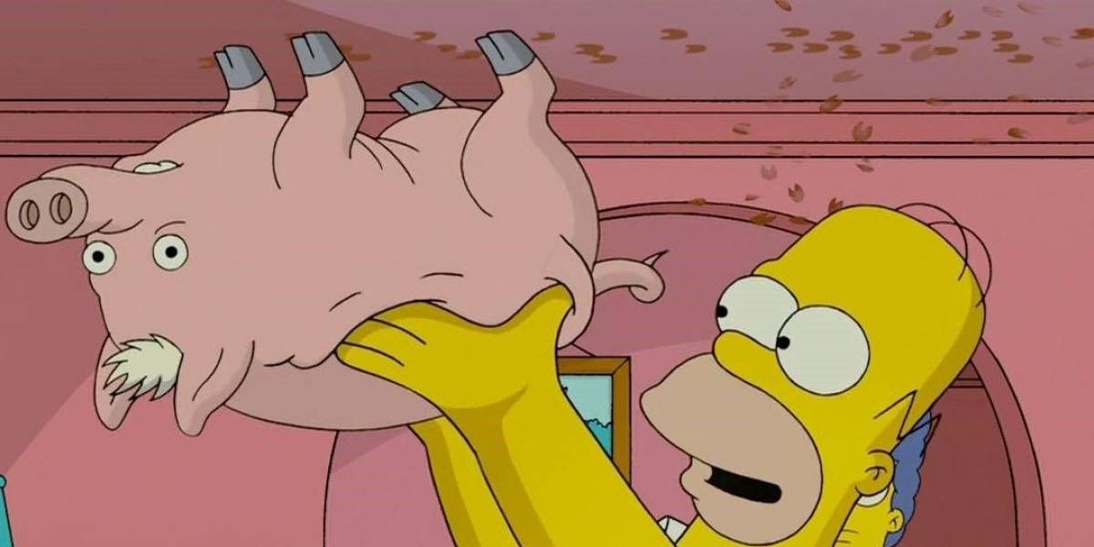 Homer making Plopper climb on the ceiling in The Simpsons Movie